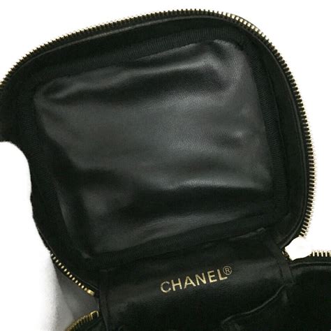 CHANEL Lambskin CC Logo Bicolore Vanity Cosmetic Bag 